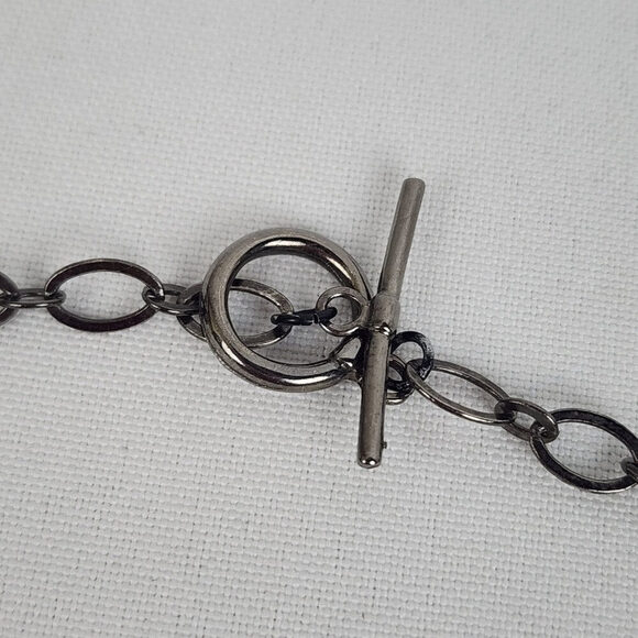 Blue Polished Natural Stone Black Chain Toggle Necklace - Picture 5 of 6